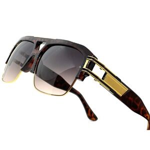 Aviator Sunglasses Gold Accents Fashion Shades‎ Men Oversized Hip Hop Shades New